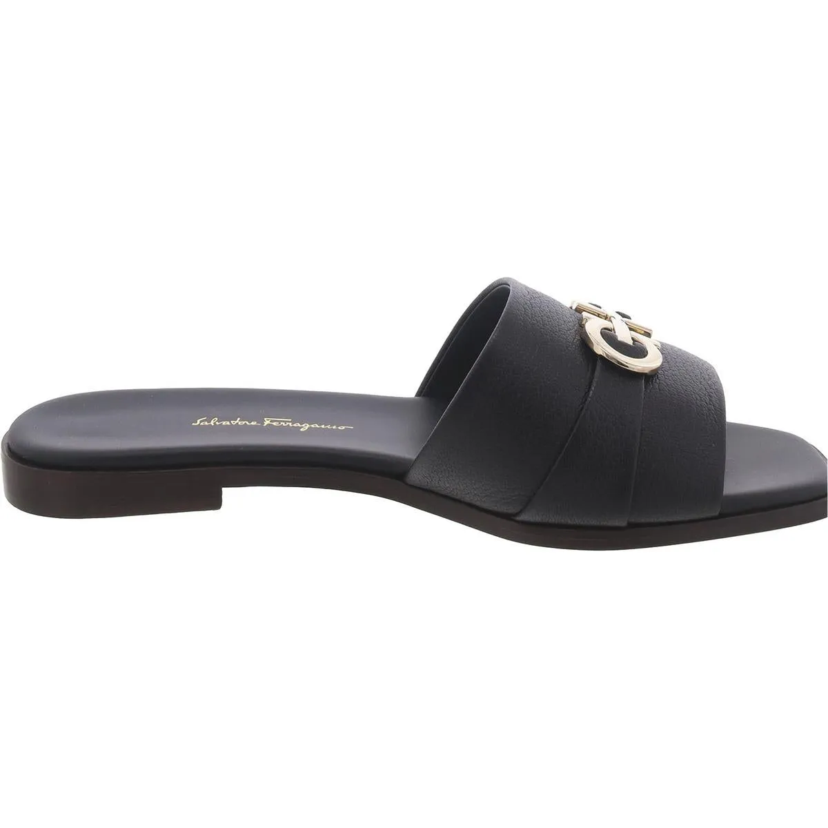 Oria Womens Leather Peep-Toe Mule Sandals