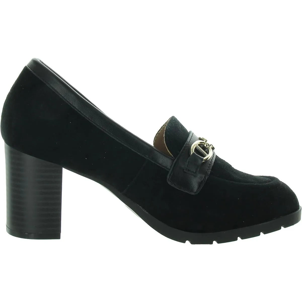 Patsiee Womens Chain Faux Suede Block Heels
