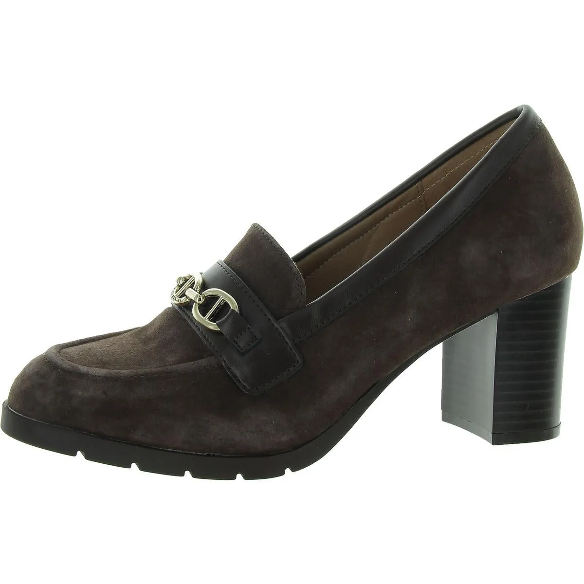 Patsiee Womens Chain Faux Suede Block Heels