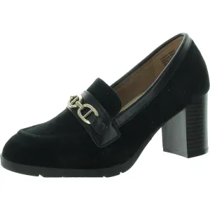 Patsiee Womens Chain Faux Suede Block Heels