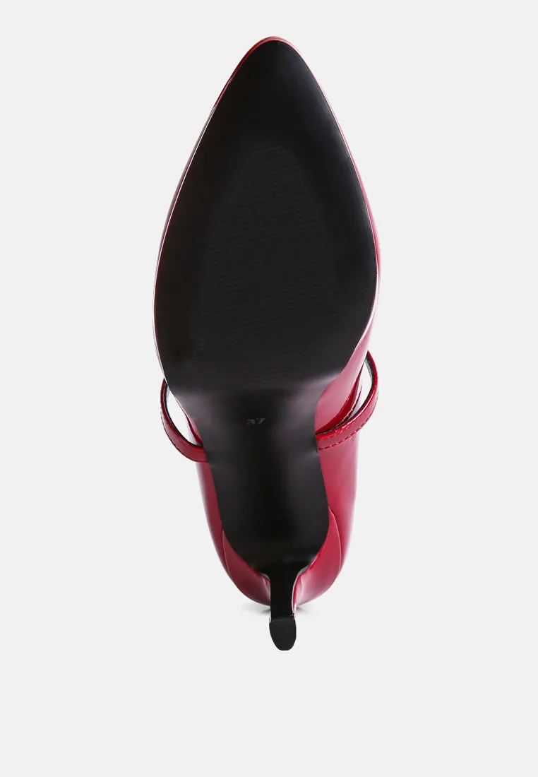 pixie dust patent faux leather cross strap pumps