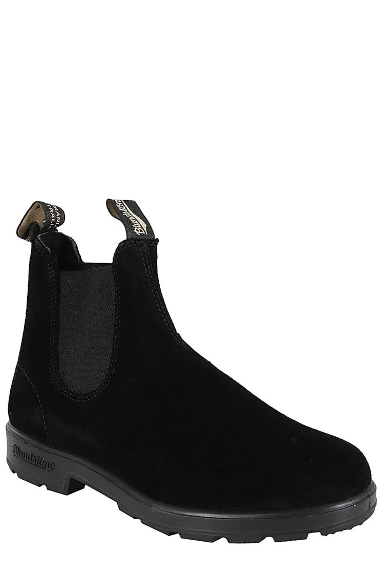 Premium Suede Ankle Boots With Logoed Tongues