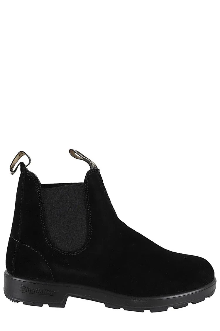 Premium Suede Ankle Boots With Logoed Tongues