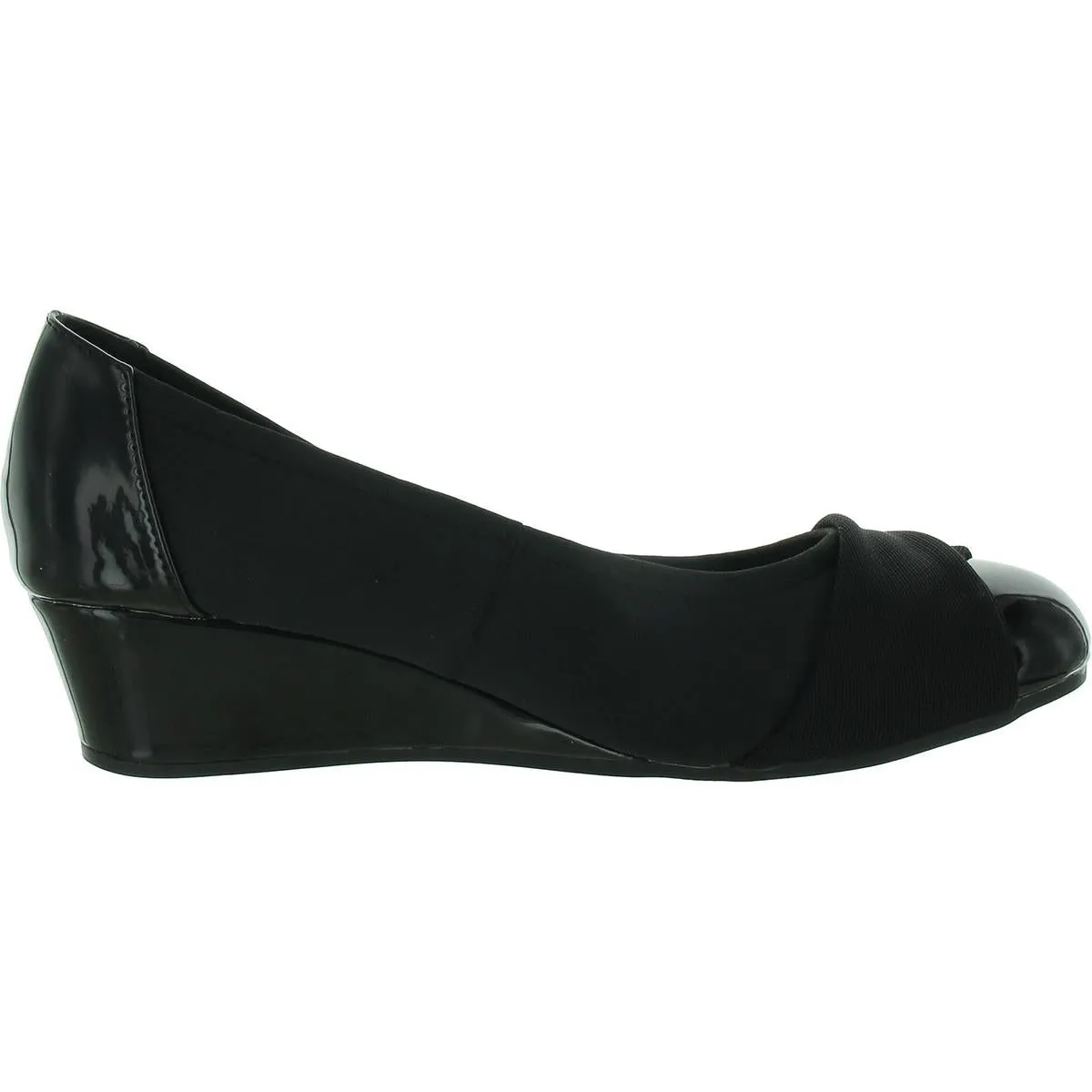 Preslee Womens Patent Trim Slip-On Wedge Heels