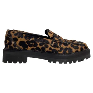 Reformation Agathea Leopard-Print Loafers in Animal Print Ponyhair