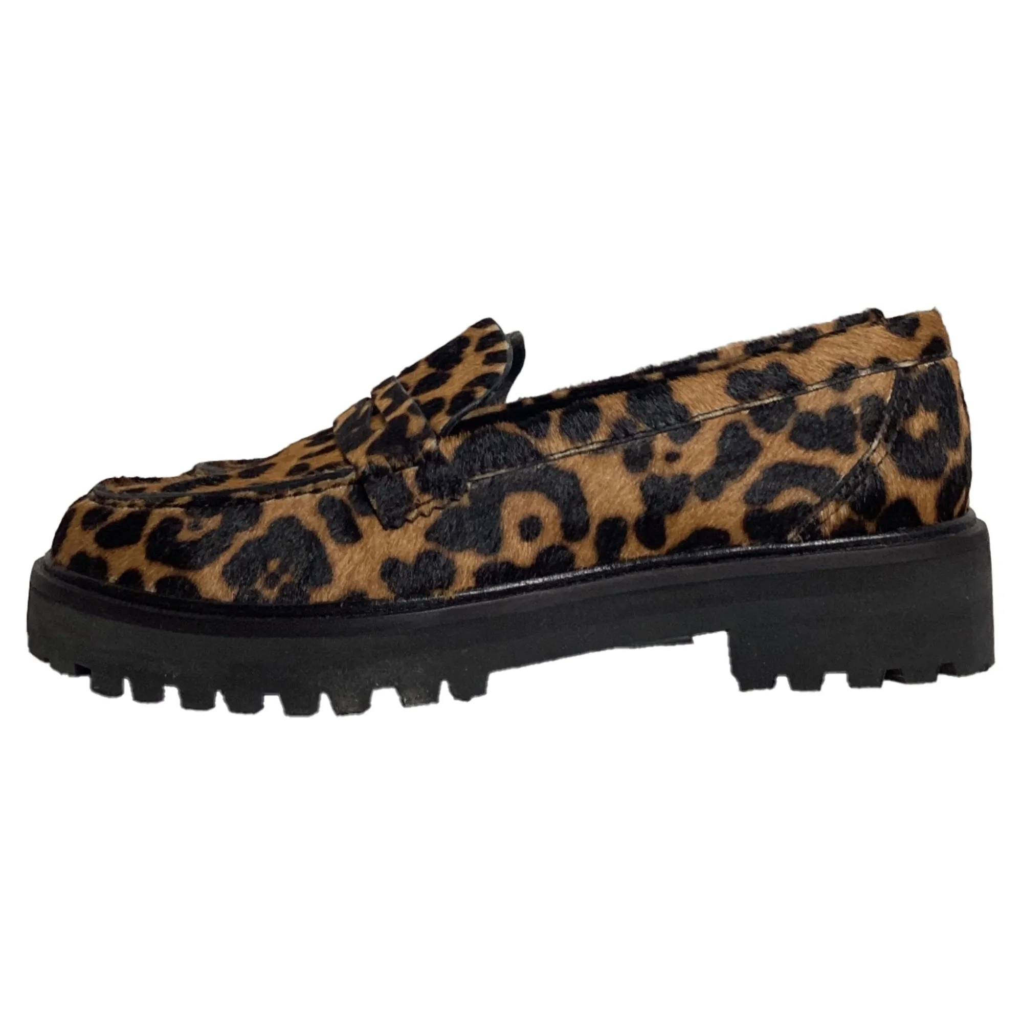 Reformation Agathea Leopard-Print Loafers in Animal Print Ponyhair