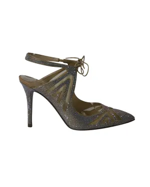 Rene Caovilla Swarovski Embellished Heels in Silver Mesh