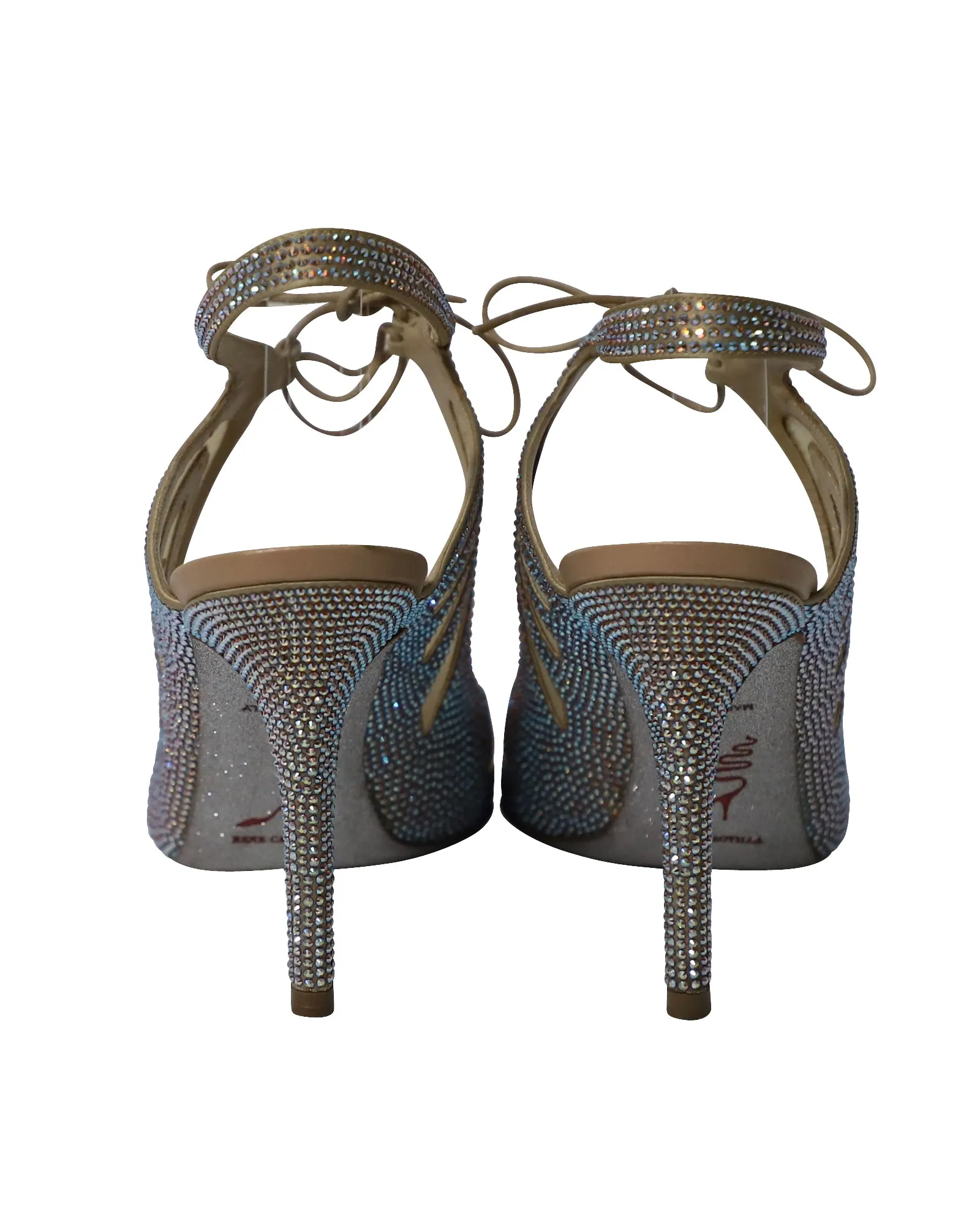 Rene Caovilla Swarovski Embellished Heels in Silver Mesh