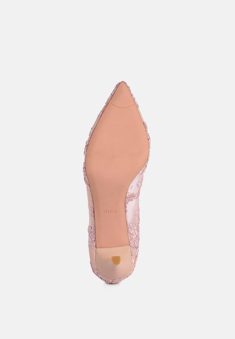 reunion lace mid heel pumps
