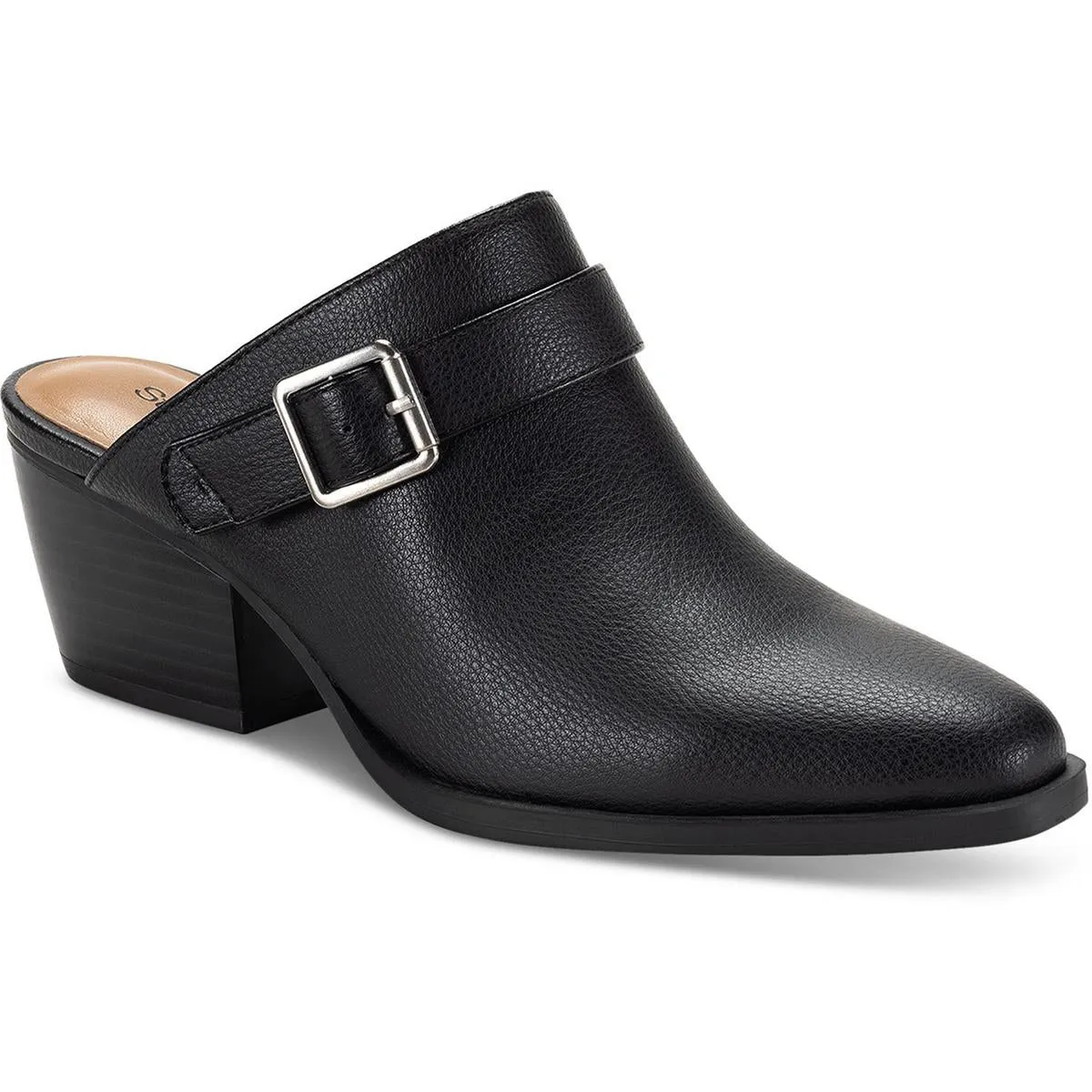 Rhiana Womens Buckle Faux Leather Mules