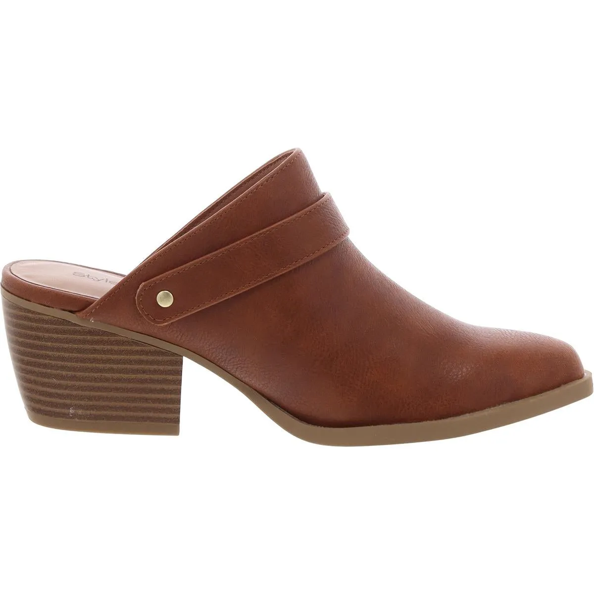 Rhiana Womens Buckle Faux Leather Mules