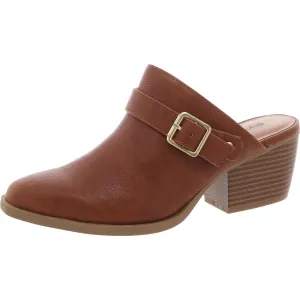 Rhiana Womens Buckle Faux Leather Mules