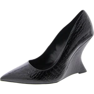 Rival Womens Patent Pointed Toe Wedge Heels