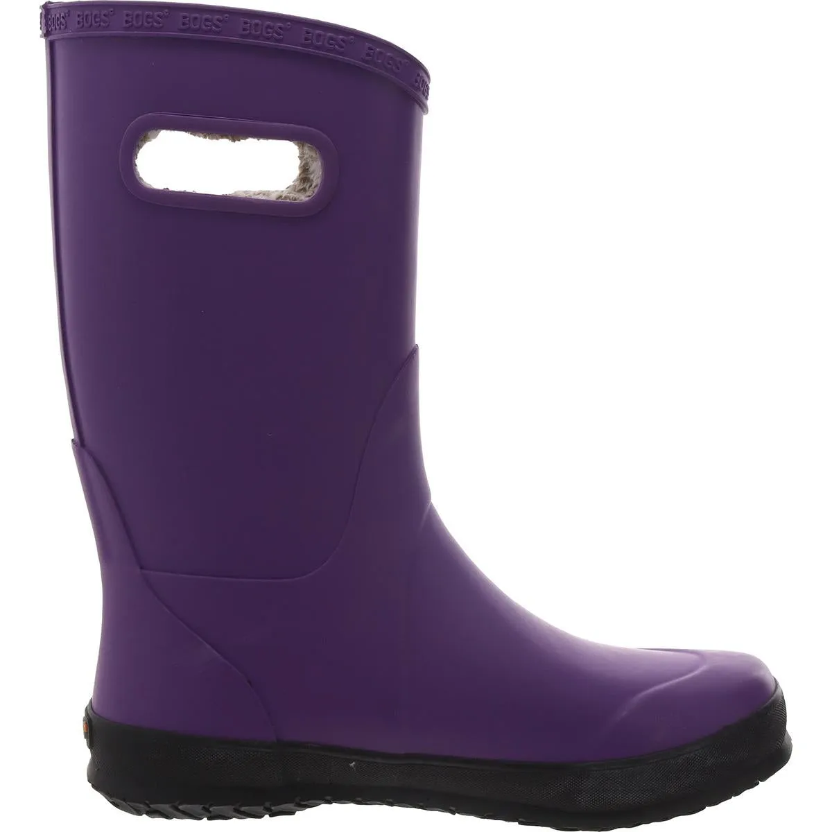 RNBT Plush Girls Faux Fur Lined Pull On Rain Boots