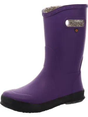 RNBT Plush Girls Faux Fur Lined Pull On Rain Boots