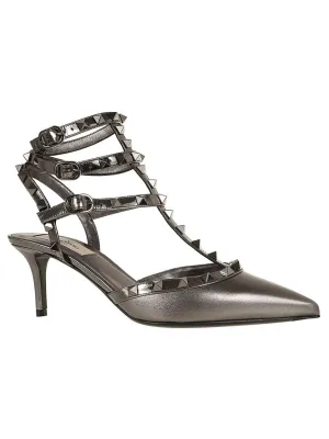 Rockstud Calfskin Black Smooth Calfskin Rockstud Dcollet With Adjustable Straps