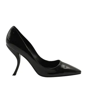 Roger Vivier Curved Heel Pumps in Black Patent Leather