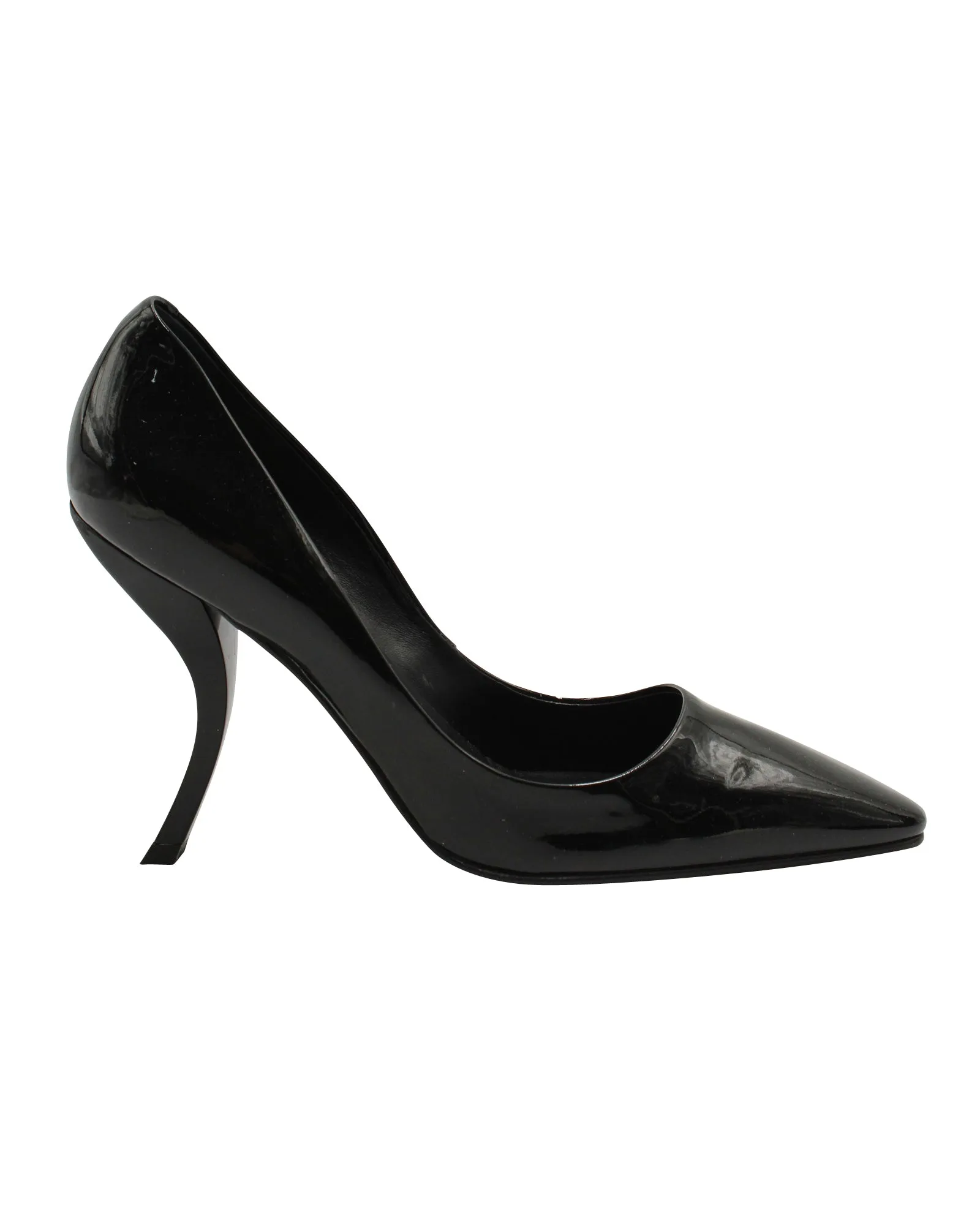 Roger Vivier Curved Heel Pumps in Black Patent Leather