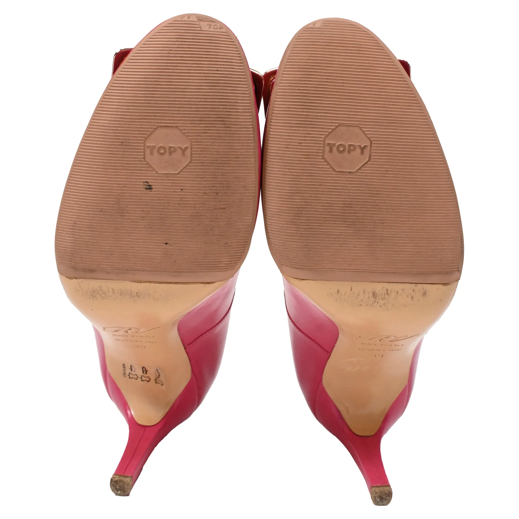 Roger Vivier Trompette Buckle Detail Pumps in Pink Calfskin Leather