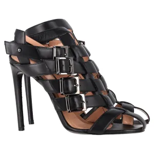 Roland Mouret Strappy Sandals in Black Leather