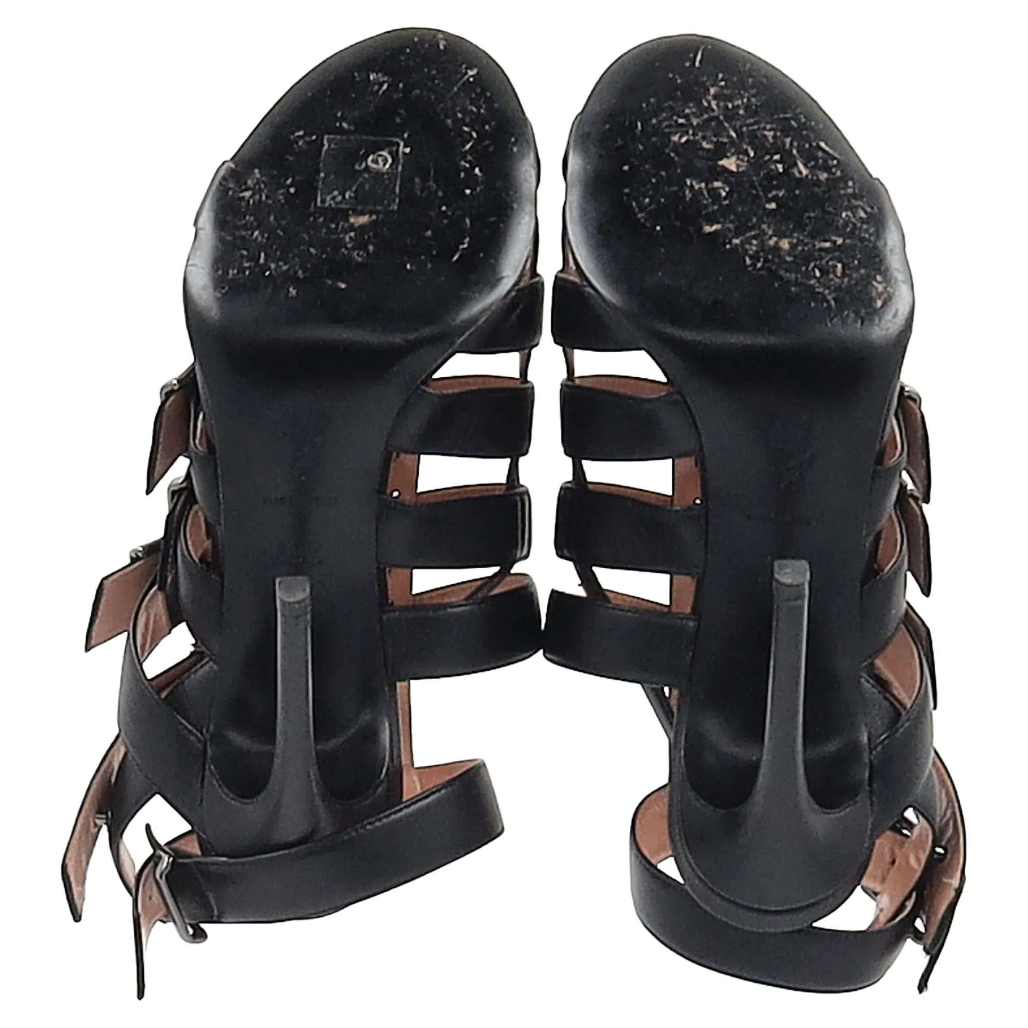 Roland Mouret Strappy Sandals in Black Leather