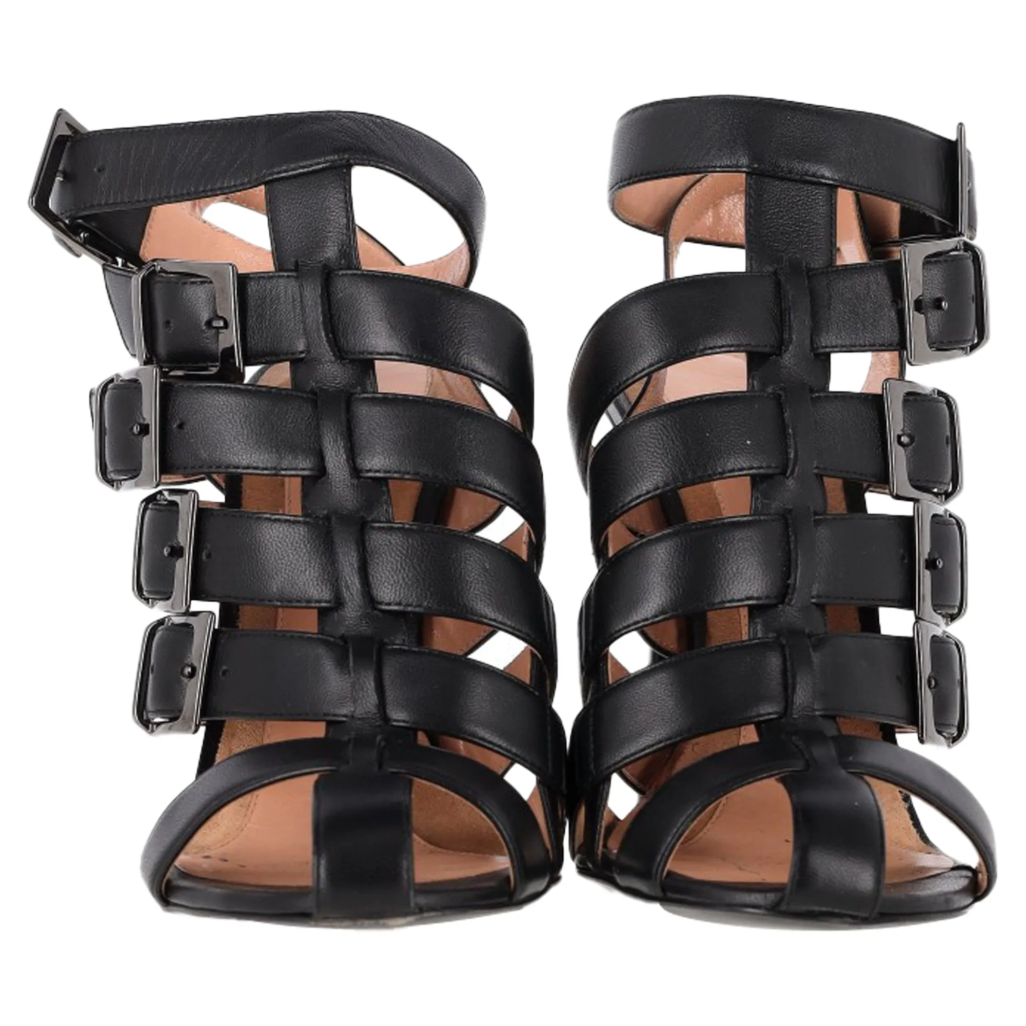 Roland Mouret Strappy Sandals in Black Leather