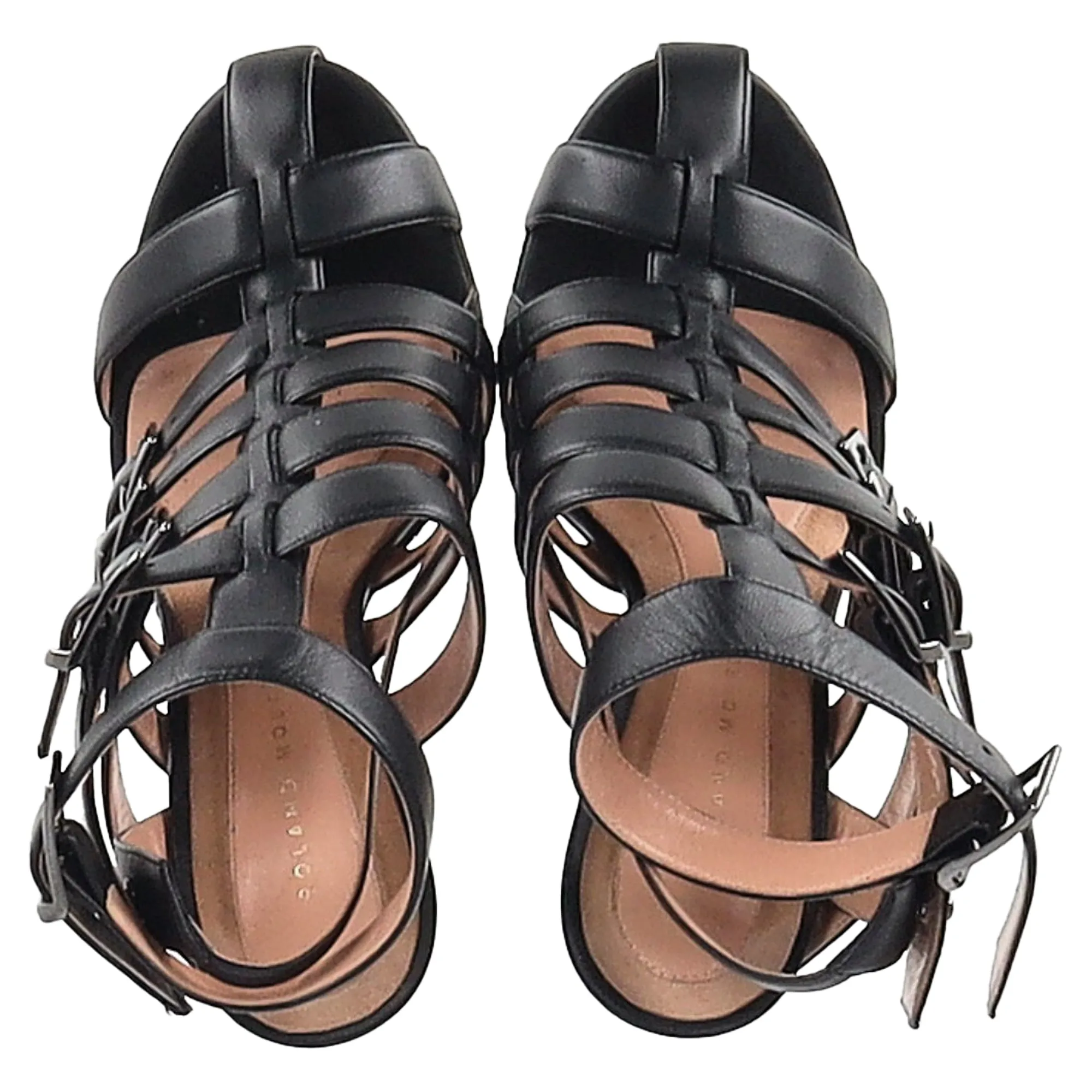 Roland Mouret Strappy Sandals in Black Leather