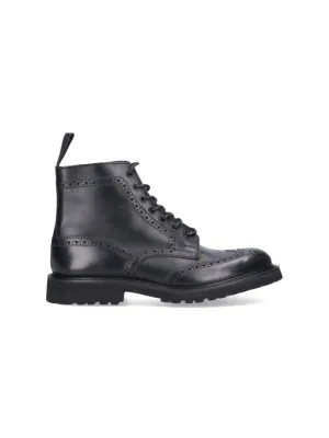 Round Toe Brogue Leather Boots
