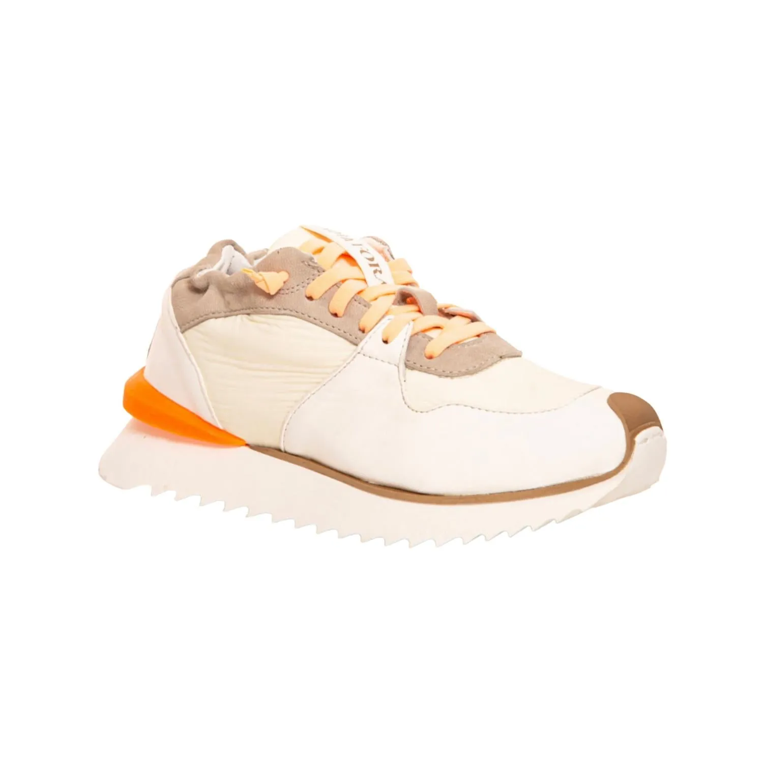 Ruffle Sneaker In Creme Orange
