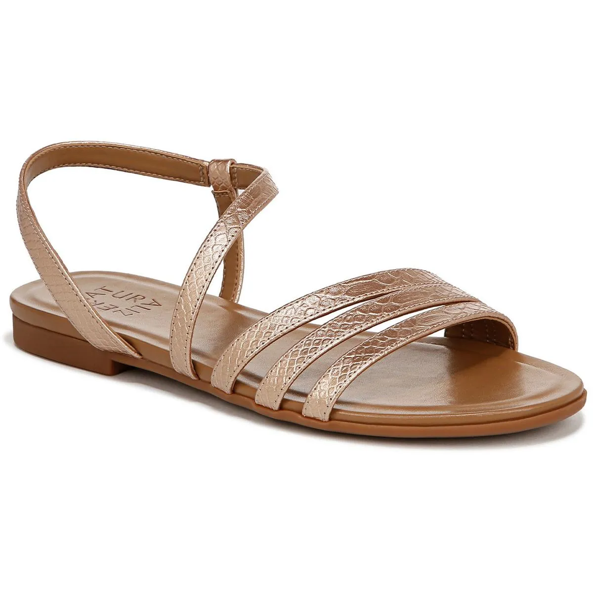 SALMA Womens Faux Leather Strappy Flatform Sandals