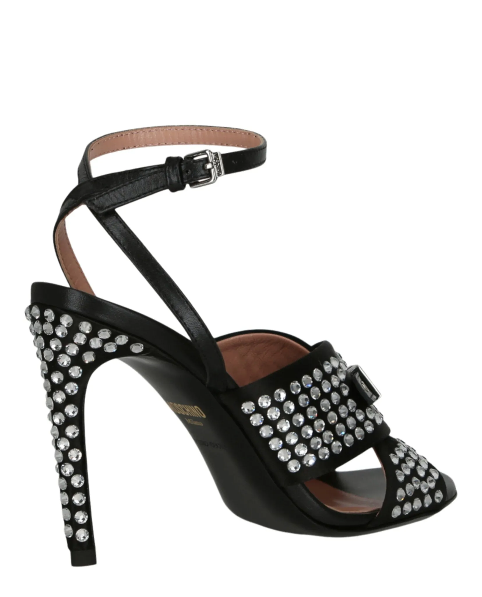 Satin Crystal Embellished Heel Sandals