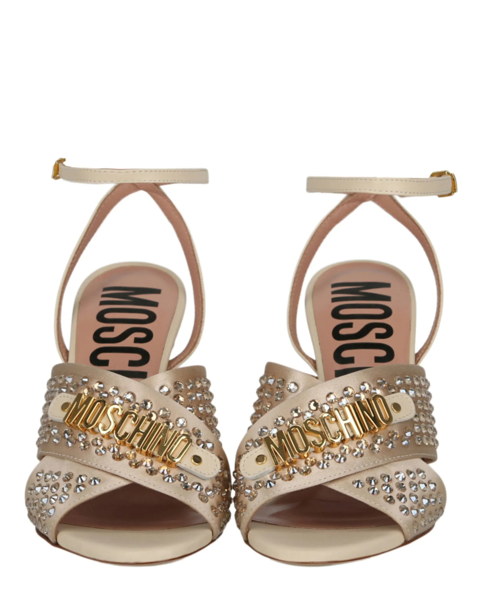 Satin Crystal Embellished Heel Sandals
