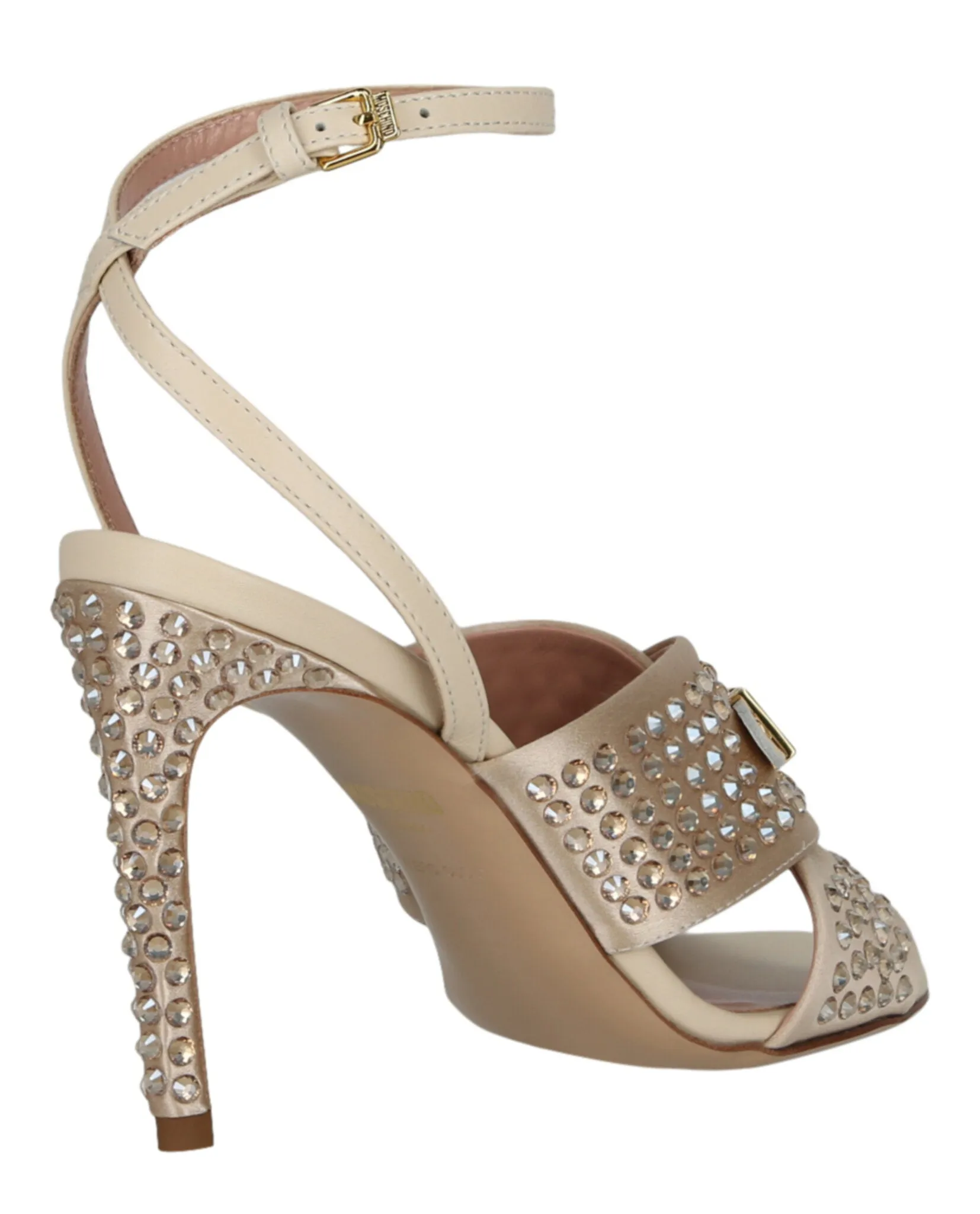 Satin Crystal Embellished Heel Sandals