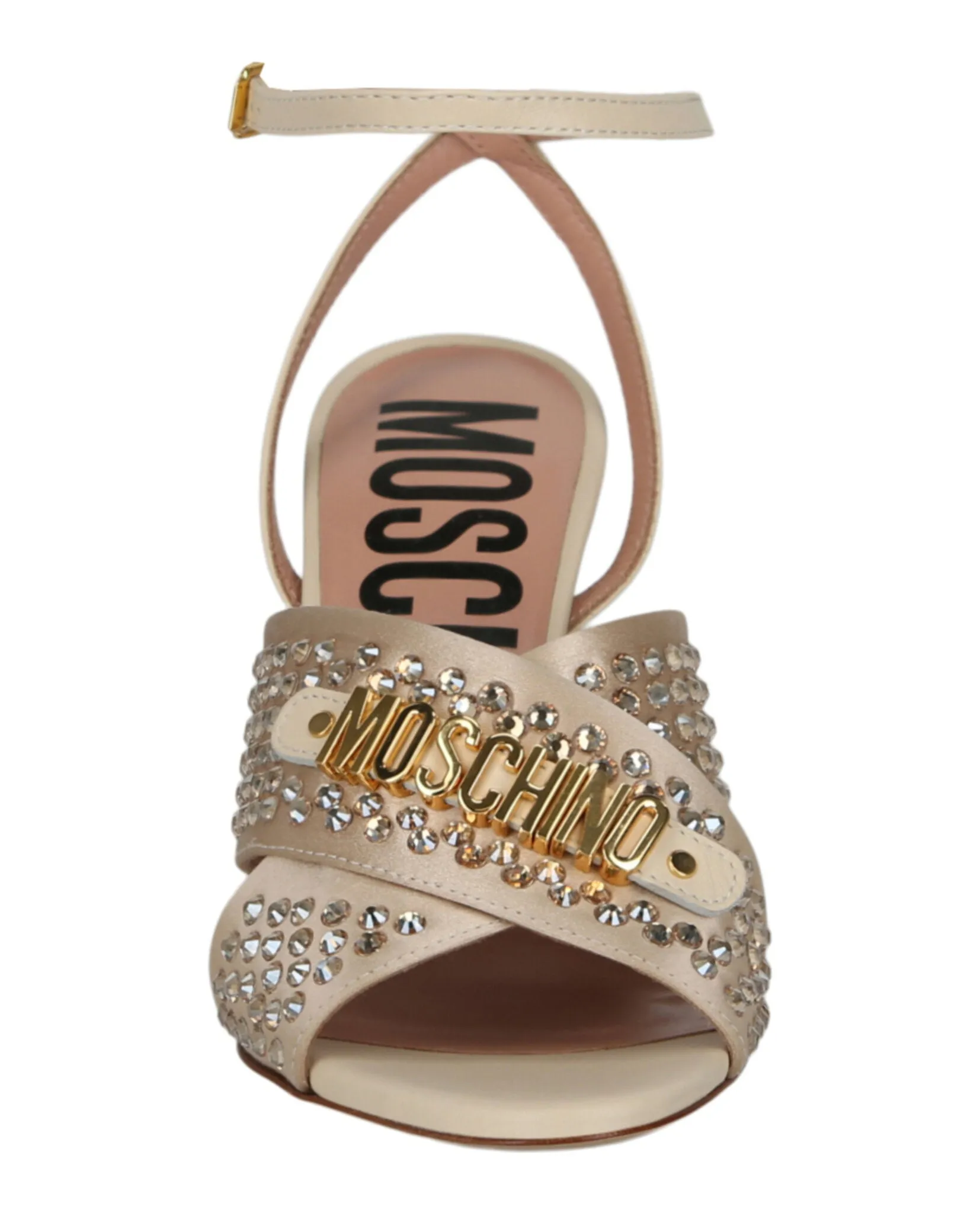 Satin Crystal Embellished Heel Sandals