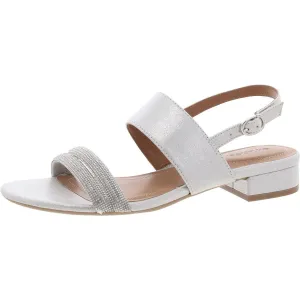 Selbiee Womens Rhinestone Metallic Slingback Sandals