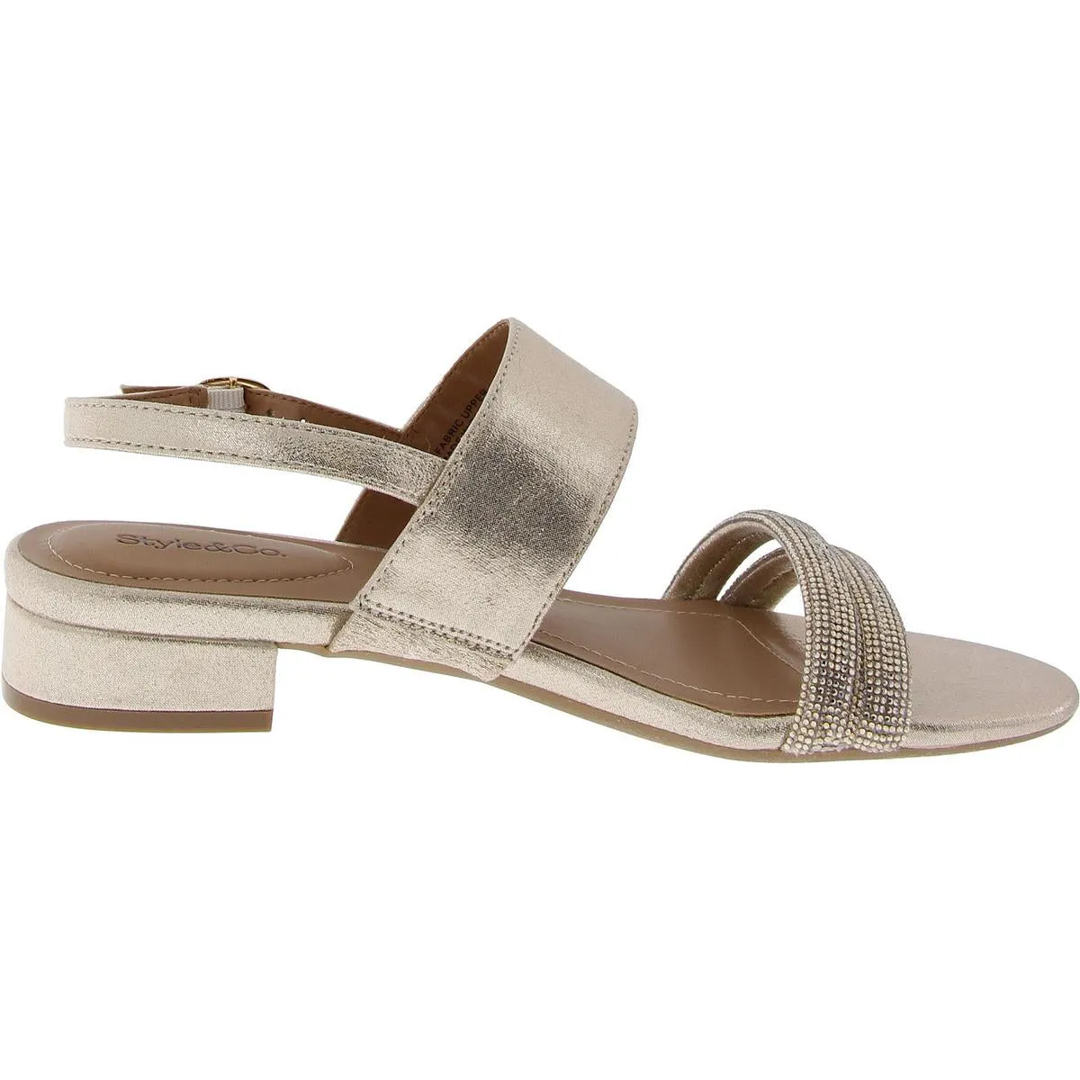Selbiee Womens Rhinestone Metallic Slingback Sandals