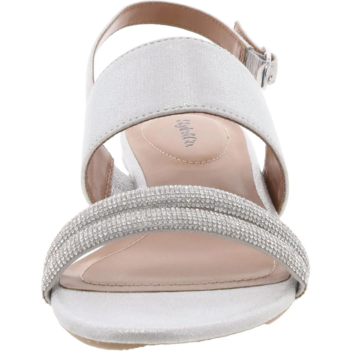 Selbiee Womens Rhinestone Metallic Slingback Sandals