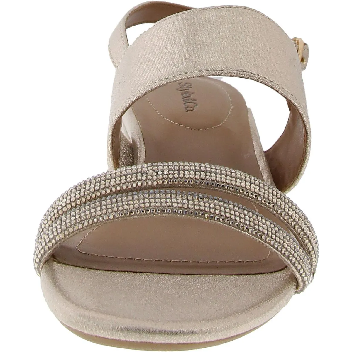 Selbiee Womens Rhinestone Metallic Slingback Sandals