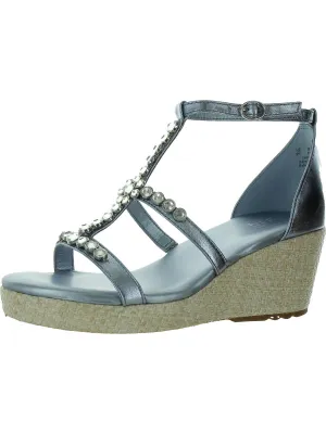 Serena Womens Leather Slip On Wedge Sandals