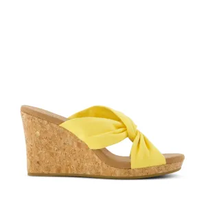 Serena Yellow Cork Wedge Sandal