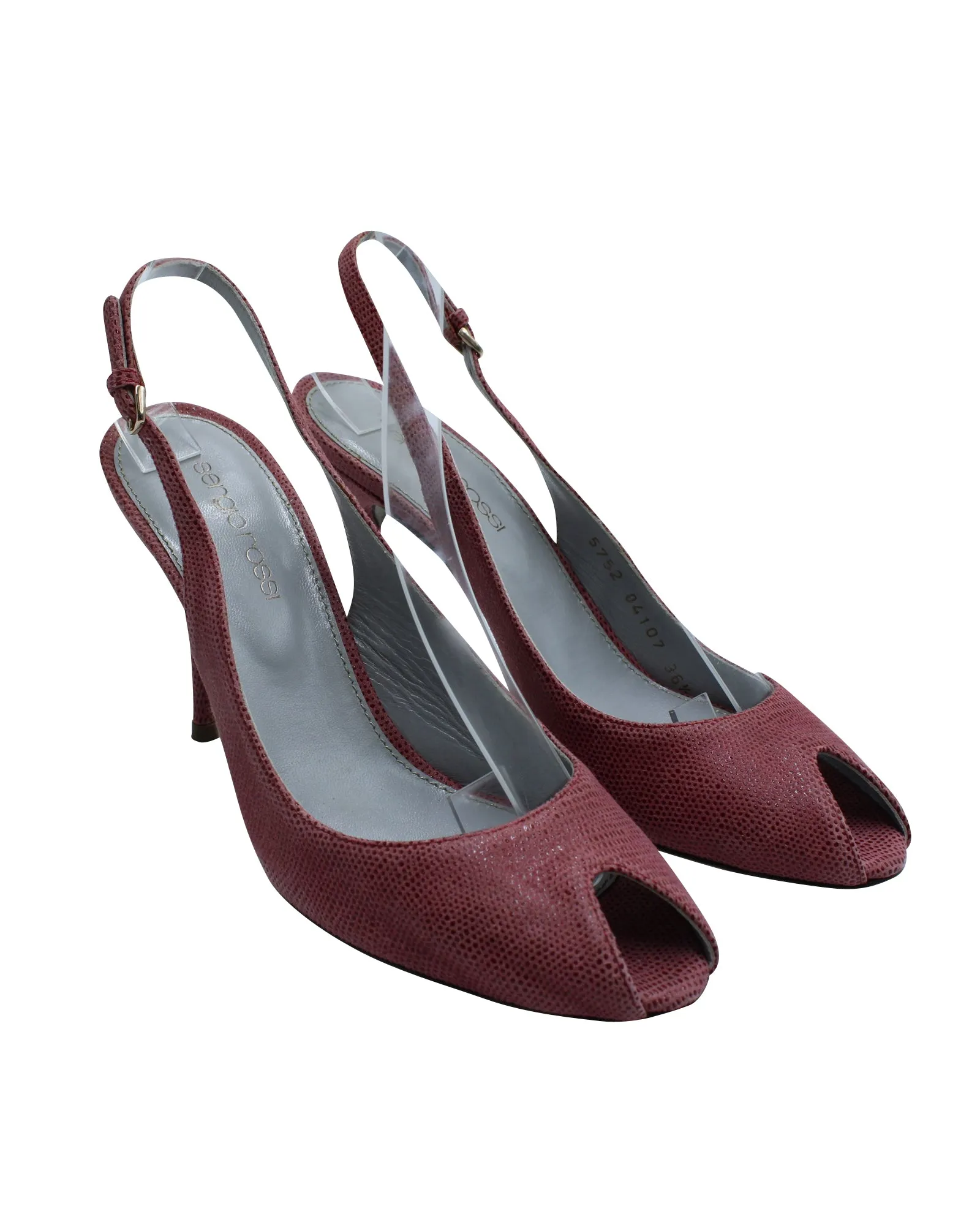 Sergio Rossi Peep-Toe Slingback Pumps in Pink Leather