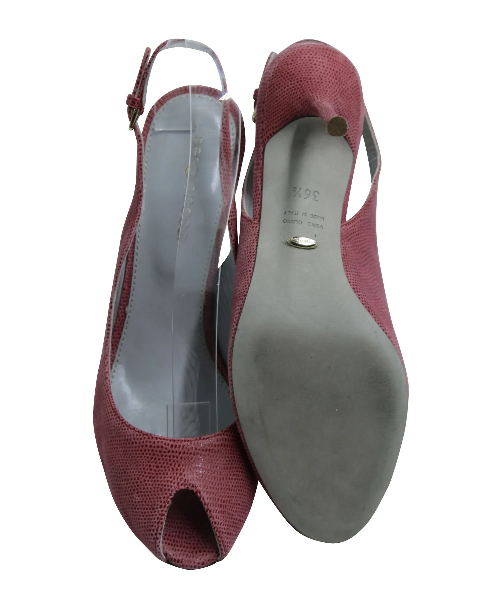Sergio Rossi Peep-Toe Slingback Pumps in Pink Leather
