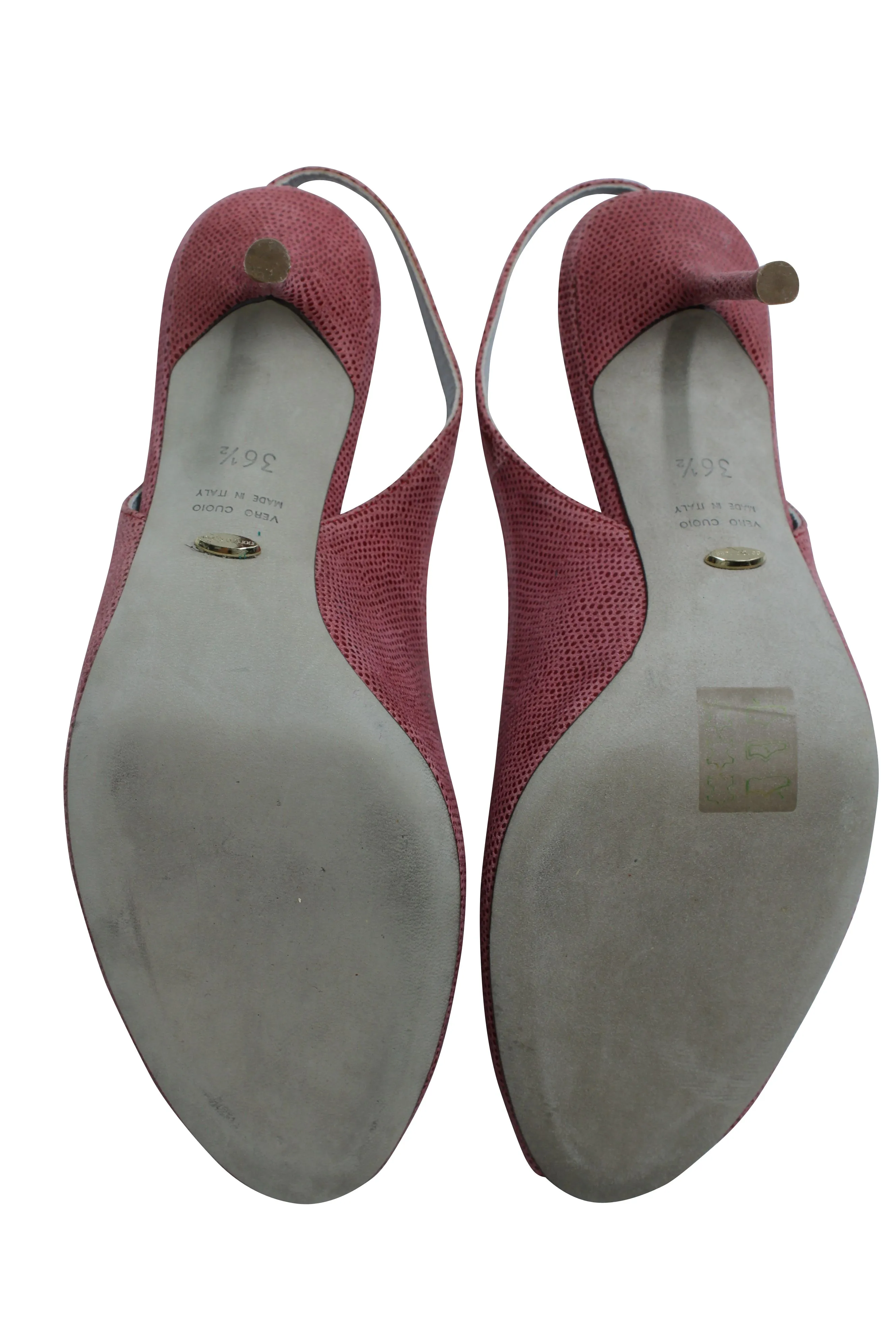 Sergio Rossi Peep-Toe Slingback Pumps in Pink Leather