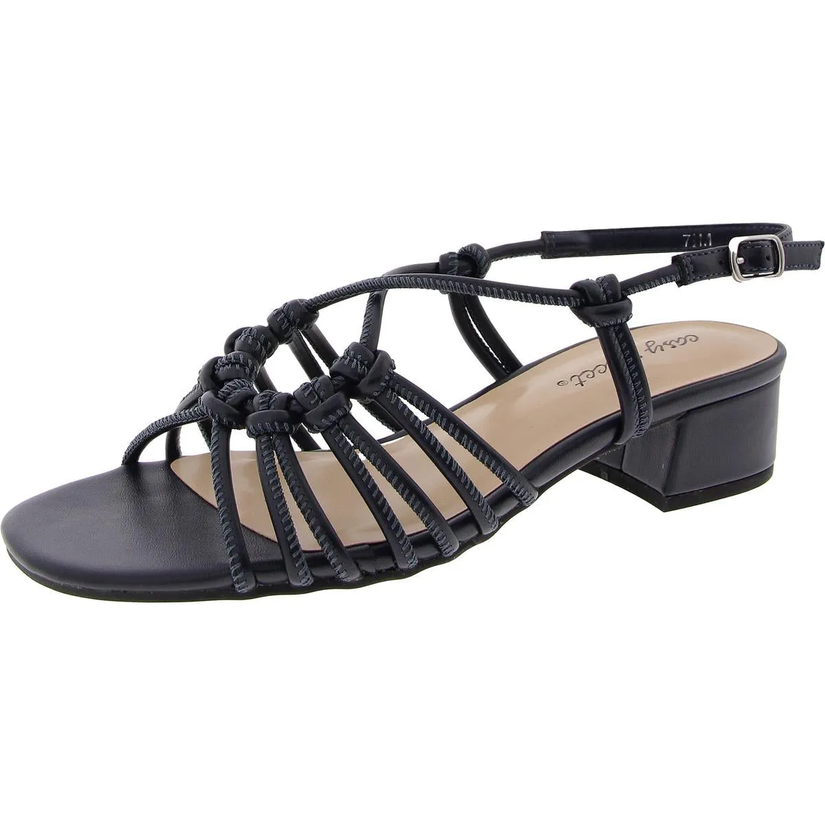 SICILIA Womens Square toe Buckle strap Block Heel
