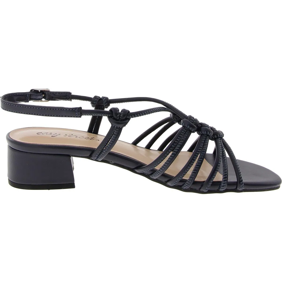 SICILIA Womens Square toe Buckle strap Block Heel