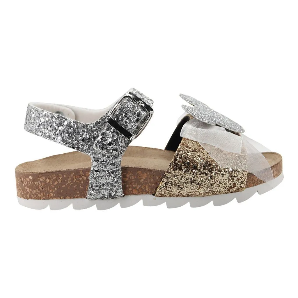 Silver Minnie Motif Sandals