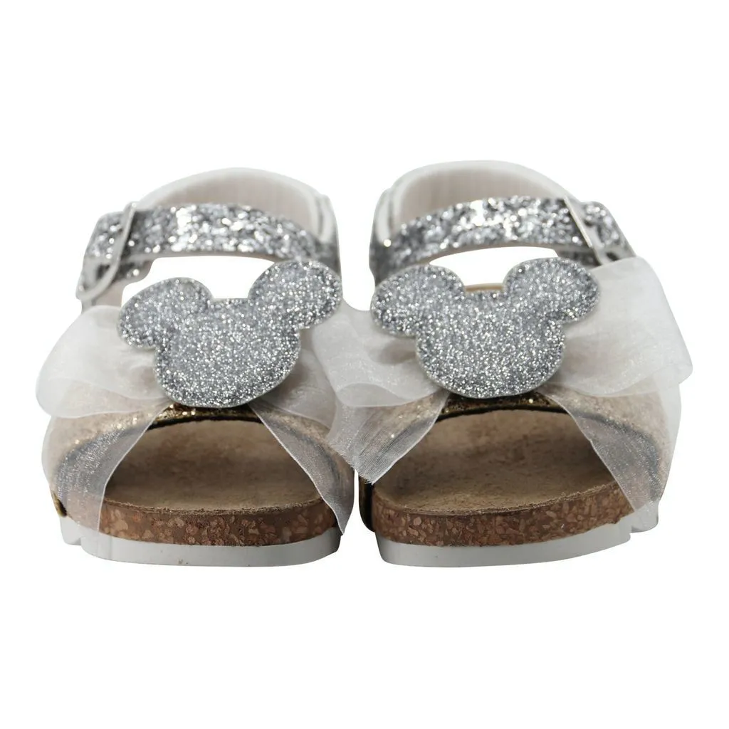 Silver Minnie Motif Sandals