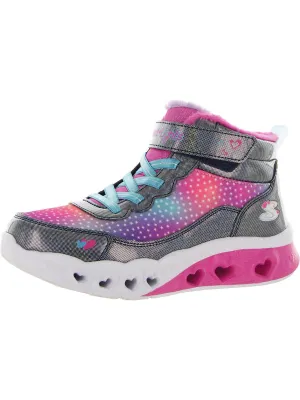Simple Amor Girls Faux Fur High Top Light-Up Shoes