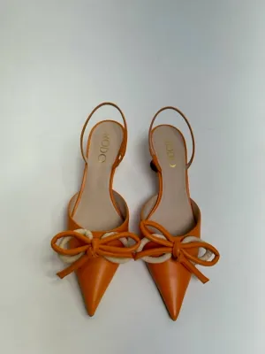 Sling Back Calf/raffia Bow