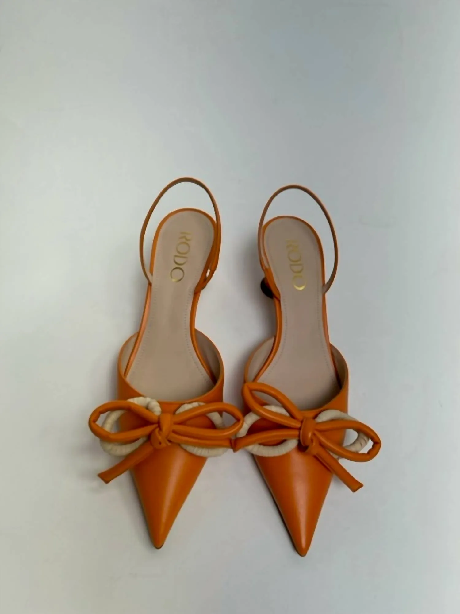 Sling Back Calf/raffia Bow